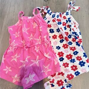 Old Navy Pink and Floral Baby Rompers